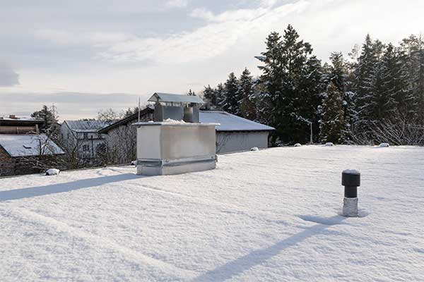 Industriedach Schneebedeckt Folienschweisser Industriedach